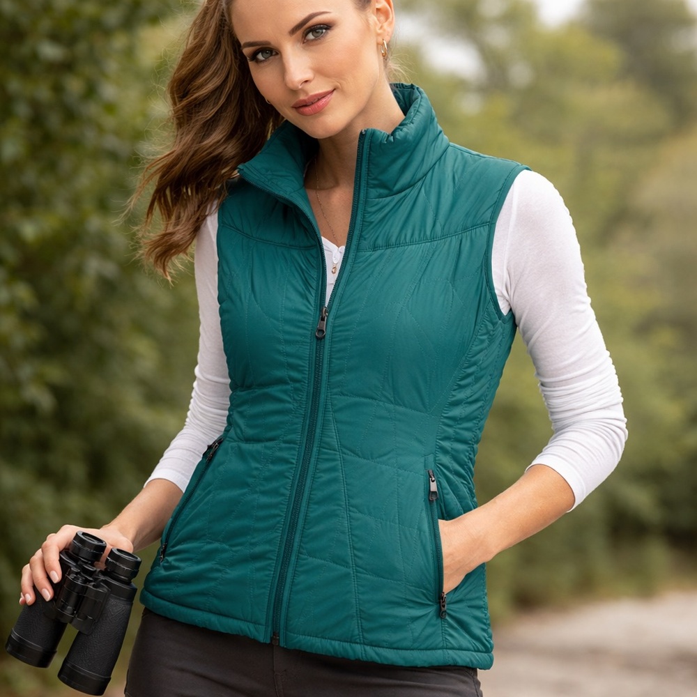 ExOfficio Women's Turquoise Quilted puffer Vest F13 lightweight size S outdoors